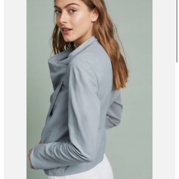 LAMARQUE Leather Cropped Jacket Sz S Graystone - Picture 2 of 12